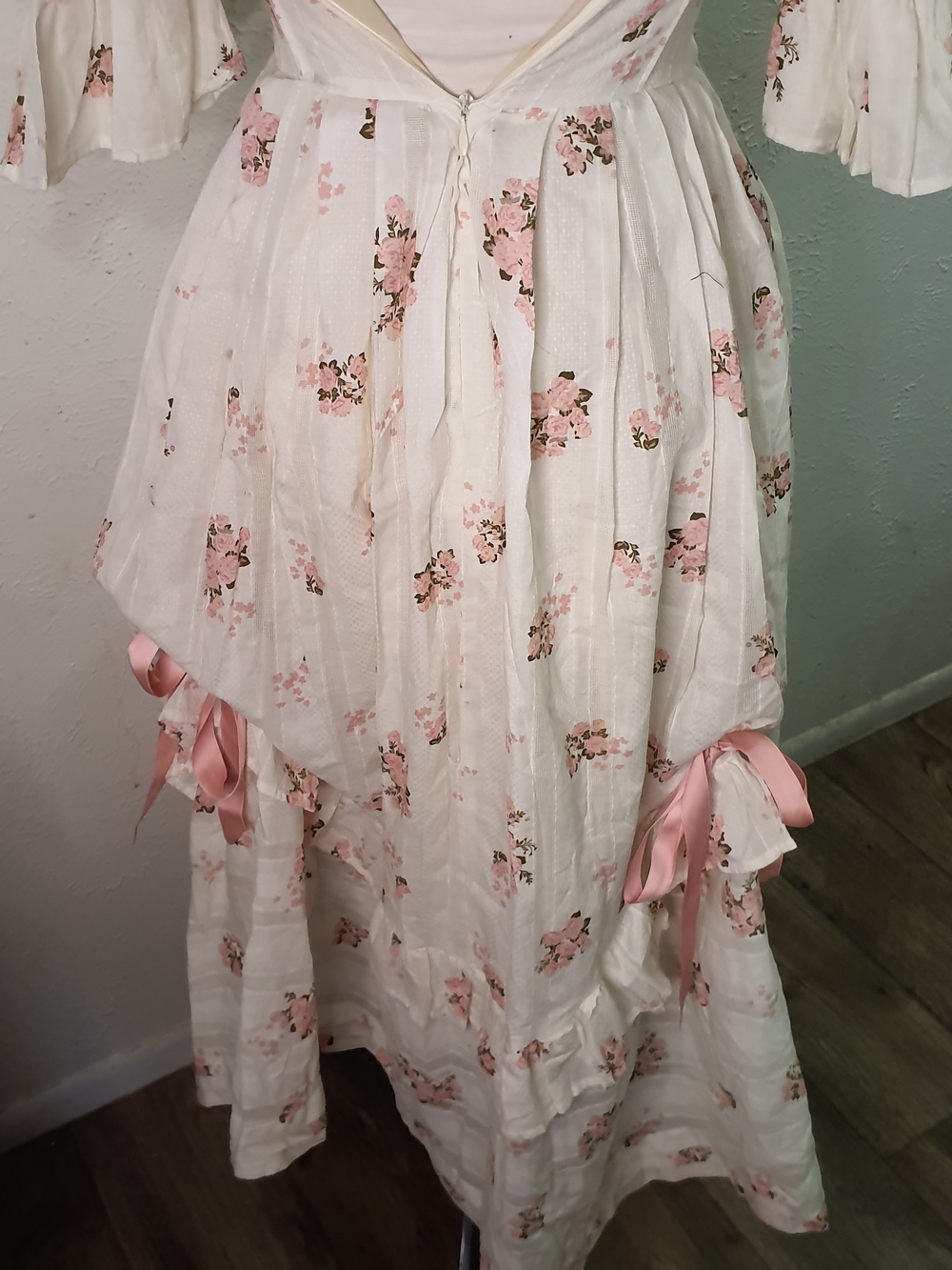 Romantic Pink Floral Maxi Dress with Ribbon Detail - Picture 6 of 9